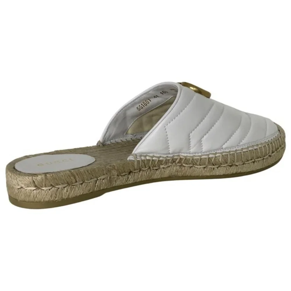 New Gucci Women's Calfskin Matelasse GG Marmont Loafer Slippers White - Picture 6 of 7